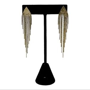 Vintage Stud Earrings Cascading Tasseled Gold Tone